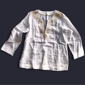 NWT Lilly Pulitzer Amelia Island Linen Tunic Resort White Gold XL